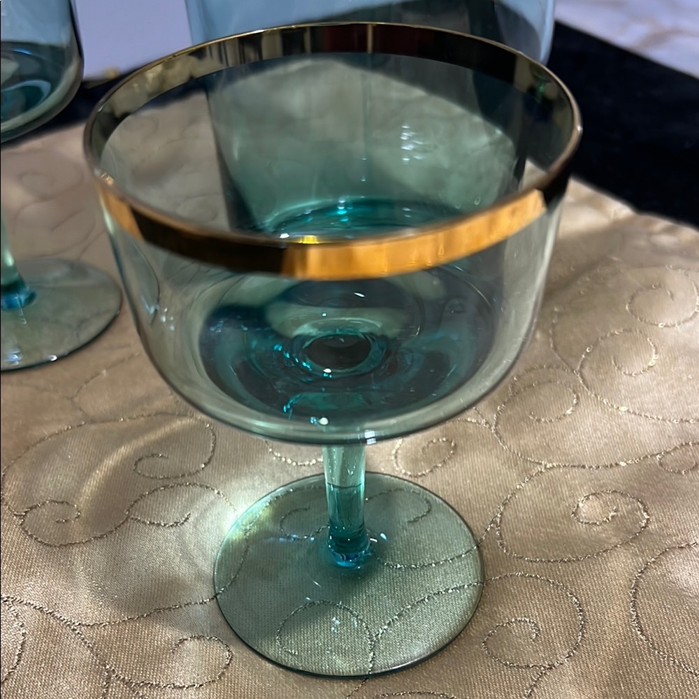 HUNGARIAN  Gold & Aqua COCKTAIL PITCHER set OF 3 pieces - Picture 3 of 9